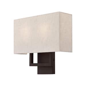 Pritchard 4.375 in. Bronze ADA Sconce with Hand Crafted Oatmeal Fabric Shade