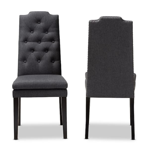 Baxton Studio Dylin Charcoal Fabric Dining Chair (Set of 2)