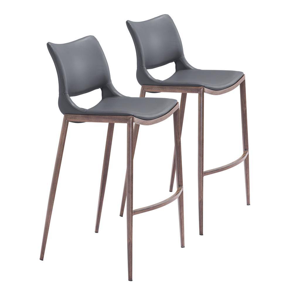 ZUO Ace Dark Gray 100 Polyurethane Bar Chair (Set of 2) 109389 The