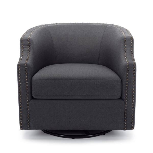 Unbranded Grey Polyester 360° Swivel Barrel Chair
