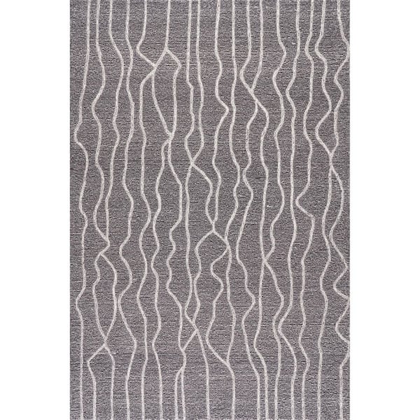 Arvin Olano Mana Abstract Wool Grey 9 ft. x 12 ft. Indoor/Outdoor Patio Area Rug