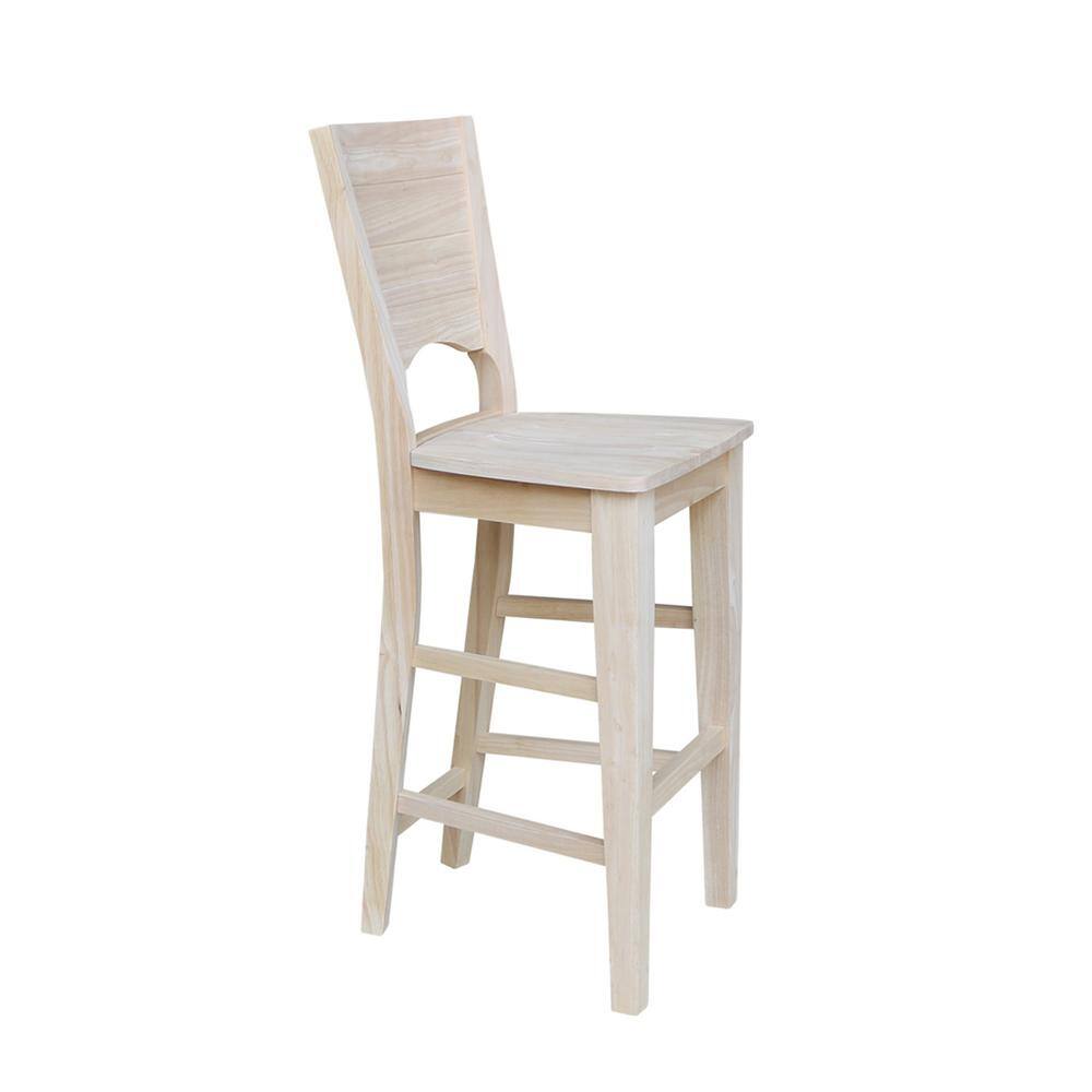 Rustic Farmhouse 30" Saddle-Style Solid Wood Barstool in Natural Brown