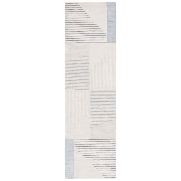 Ebony 2 ft. x 7 ft. Beige/Gray Abstract Geometric Striped Runner Rug