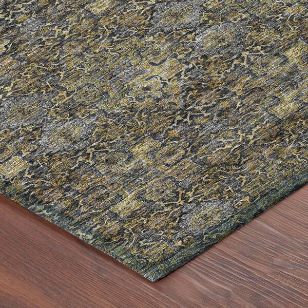 Chantille Machine Washable Indoor/Outdoor Abstract ACN2783 Black 2 ft. x 7 ft. Runner Rug