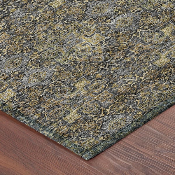 Chantille Machine Washable Indoor/Outdoor Abstract ACN2783 Black 9 ft. x 12 ft. Area Rug