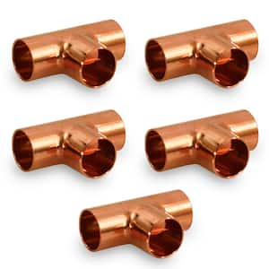1/8 in. Copper Tee Fitting with Solder Cups (5-Pack)