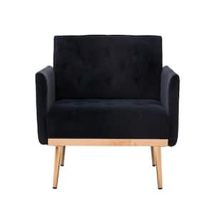 Black Morden Leisure Single Accent Chair with Rose Golden Metal Legs