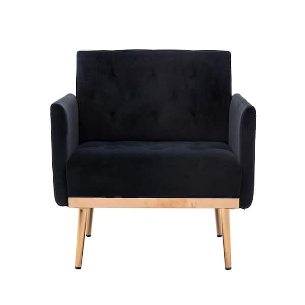 HOMEFUN Black Morden Leisure Single Accent Chair with Rose Golden Metal Legs