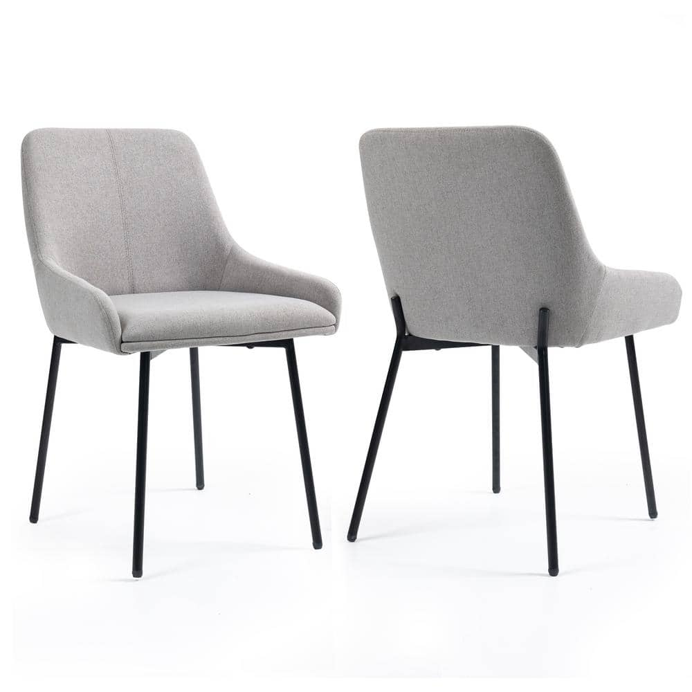 Glamour Home Banner Gray Fabric Dining Chair with Iron Legs Set of 2 ...