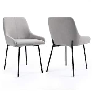 Banner Gray Fabric Dining Chair with Iron Legs Set of 2