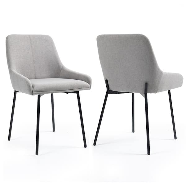 Glamour Home Banner Gray Fabric Dining Chair with Iron Legs Set of 2