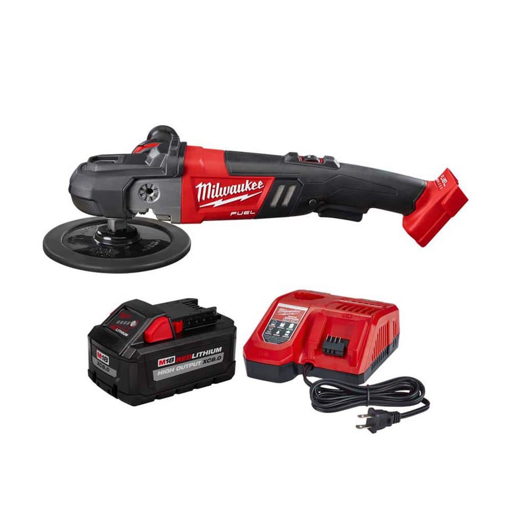 Milwaukee M18 FUEL 18-Volt Lithium-Ion Brushless Cordless 7 in. Variable Speed Polisher with 8.0 Ah Starter Kit
