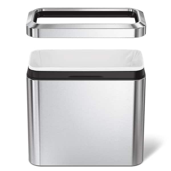 25L Slim Open Top Commercial Trash Can, Brushed Stainless Steel