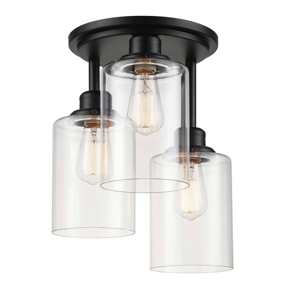Annecy 13" Matte Black and Gold Modern Globe Semi-Flush Mount Light