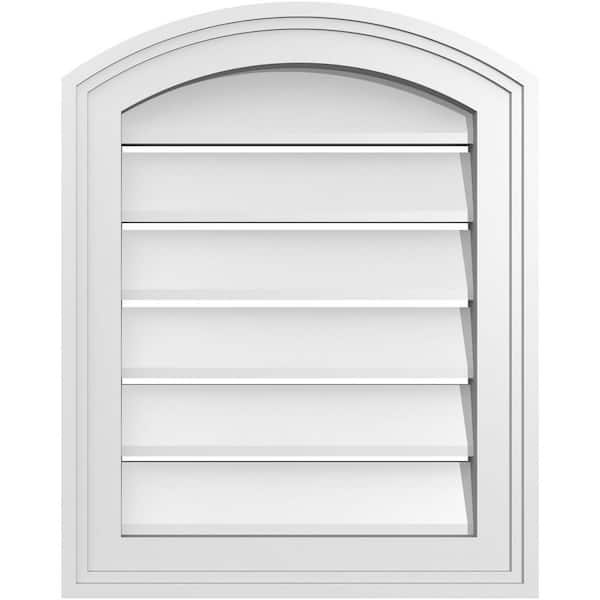 Ekena Millwork 16" x 18" Arch Top Surface Mount PVC Gable Vent: Non-Functional with Brickmould Frame