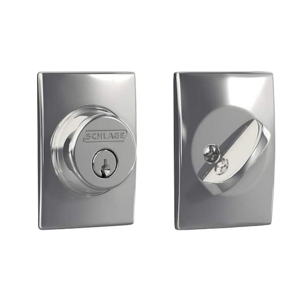 Schlage B60 Series Century Bright Chrome Single Cylinder Deadbolt Certified Highest for Security and Durability