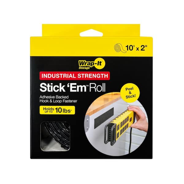 10 ft. x 2 in. Stick 'Ems Industrial Strength Adhesive Backed Hook and Loop Tape Roll