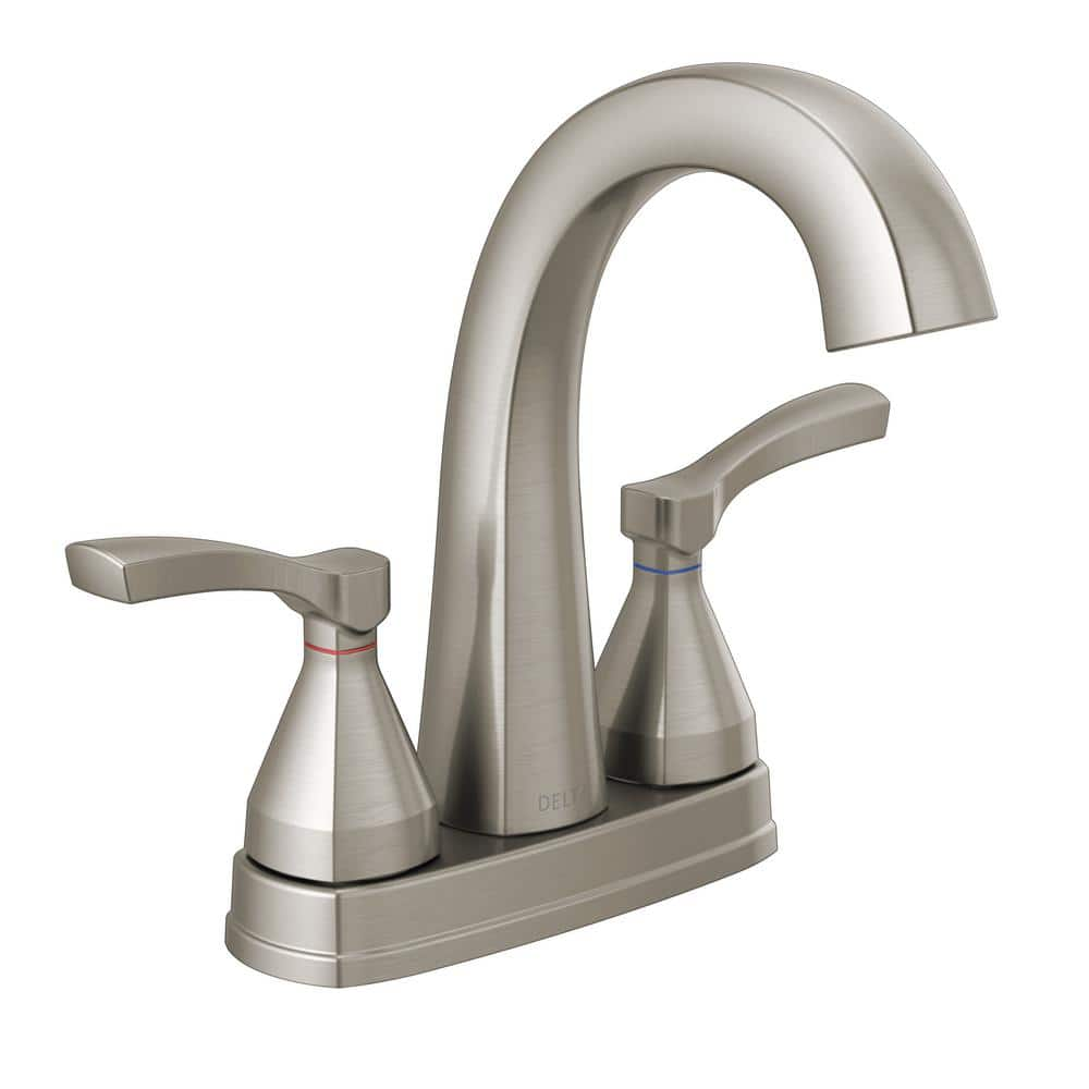 Delta Stryke 4 in. Centerset 2-Handle Bathroom Faucet with Metal Drain ...