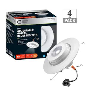 6 in. Gimbal Light Adjustable Beam Angle Bulb Direction Integrated LED Recessed Light Trim 670 Lumens 3000K (4-Pack)