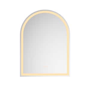 30 in. W x 40 in. H Arched Frameless Wall-Mount Bathroom Vanity Mirror in White