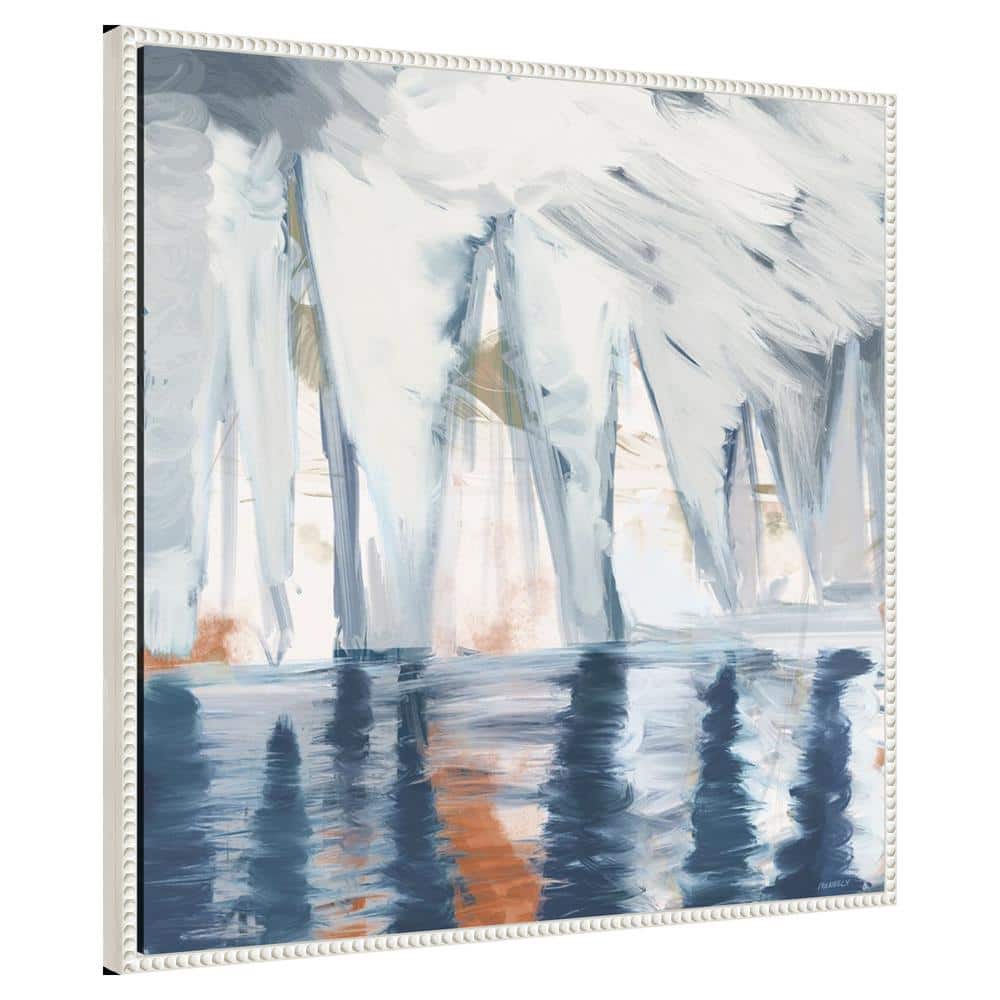 30"x30" Beaded Framed Abstract Coastal Canvas Wall Art