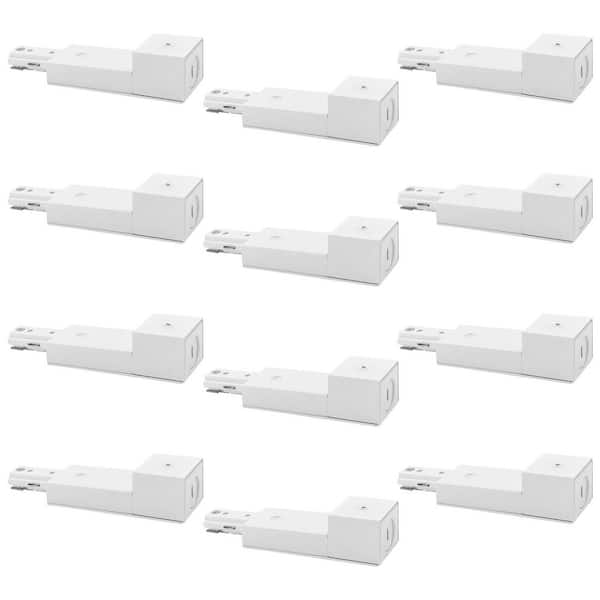 H-track Light Live End Conduit Fitter, Single Circuit 3-Wire, 120V, H-type Track Light Accessories, White 12 Pack