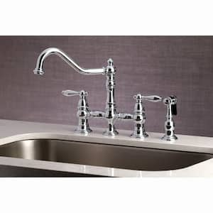 Restoration 2-Handle Bridge Kitchen Faucet with Side Sprayer in Chrome