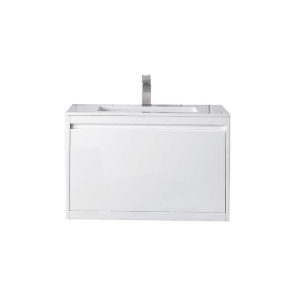 James Martin Vanities Milan 31.5 in. W x 18.1 in. D x 20.6 in. H Bathroom Vanity in Glossy White with Glossy White Top