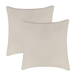 A1HC Cream Velvet Decorative Pillow Cover (Pack of 2) 22 in. x 22 in. Hidden YKK Zipper, Throw Pillow Covers Only