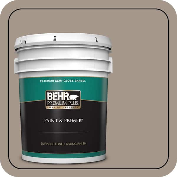 BEHR PREMIUM PLUS 5 gal. #N220-4 Shiitake Semi-Gloss Enamel Exterior Paint & Primer