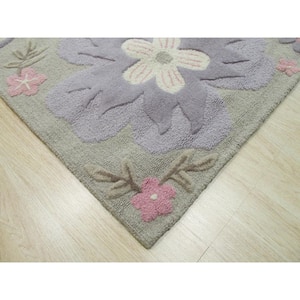 Butterfly Gray 8 ft. x 10 ft. Hand-Tufted Wool Transitional Kid's Area Rug