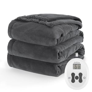 62 in. x 84 in. Nordic Premium Heated Electric Blanket, Twin Size, Dark Shadow