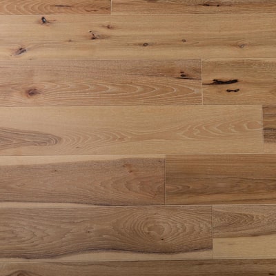 Take Home Sample - Wide Plank French Oak Tan Brushed Engineered Hardwood Flooring - 5 in. x 7 in.
