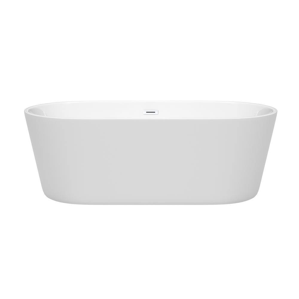 Carissa 67-Inch White Acrylic Freestanding Bathtub with Shiny White Trim