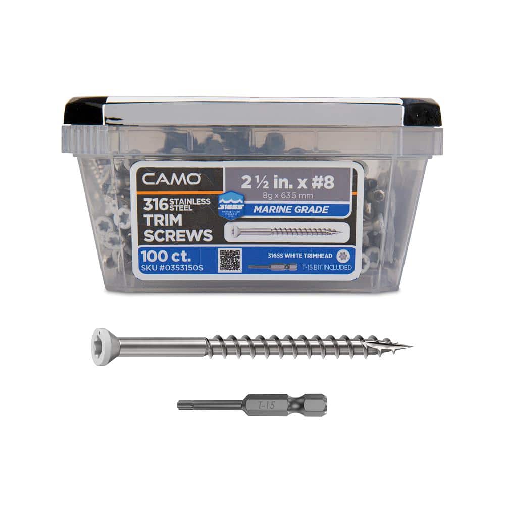 2-1/2 in. #8 316 Stainless Steel White Premium Star Drive Trim Screws (100-Count) price history on PriceWatchPro