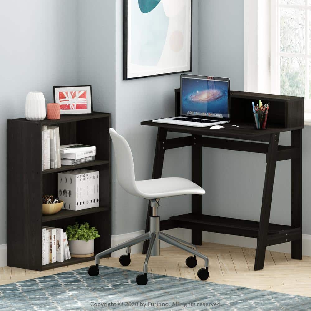 Espresso 3-Tier Wood Open Bookshelf