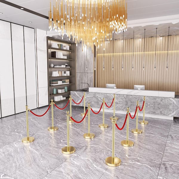 Hausvita 4-Piece Stainless Steel Gold Stanchions with Red Velvet