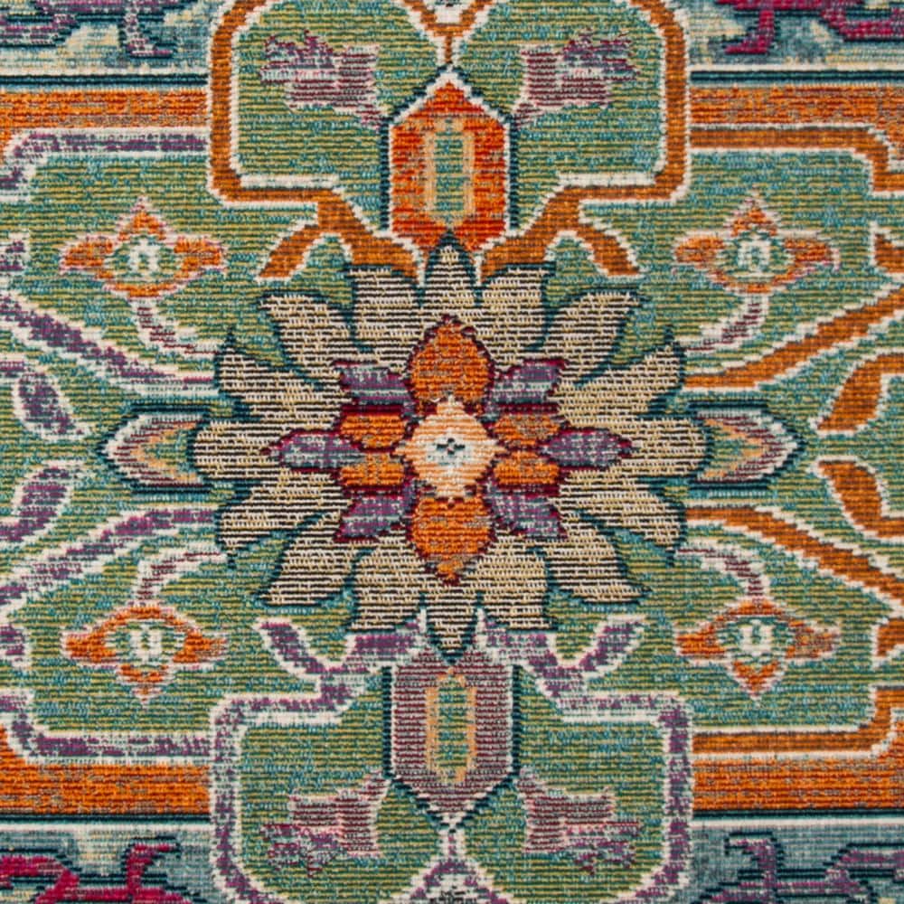 Reversible Teal & Rose Floral Synthetic Area Rug, 8' x 10'