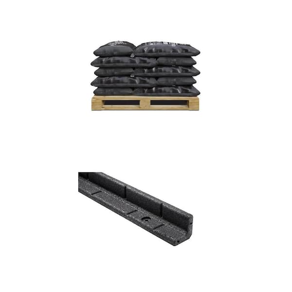 37.5 cu. ft. Black Shredded Rubber Mulch and 48 in. x 3 in. x 3 in. Black Rubber Edging (6-Pack) Combo