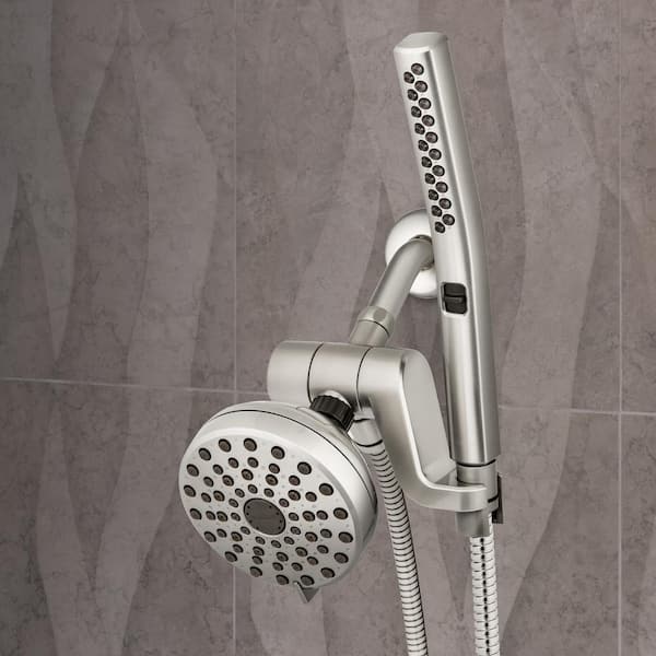 12-spray 5 in. High PressureDual Shower Head and Handheld Shower Head in Brushed Nickel
