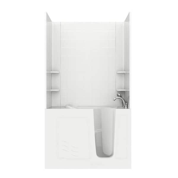 Unbranded NOVA Heated Rampart 4.5 ft. Walk-in Non-Whirlpool Bathtub with 6 in. Tile Easy Up Adhesive Wall Surround in White