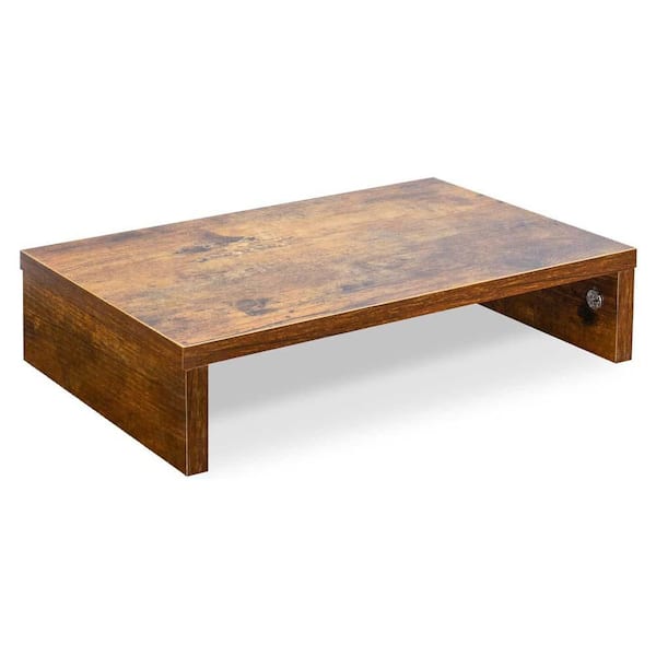 Unbranded Monitor Stand Riser Rustic Brown Wood with Storage for Desk Small TV Screen PC Laptop Riser Desktop Shelf 14.2 in.