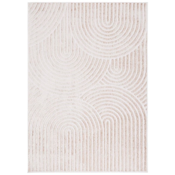 SAFAVIEH Maya Taupe/Ivory 9 ft. x 12 ft. Zen Arches Area Rug MYA120E-9 ...