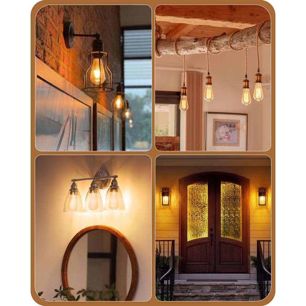 Amber Glass Vintage Edison LED Light Bulbs, 2200K Warm, 6-Pack