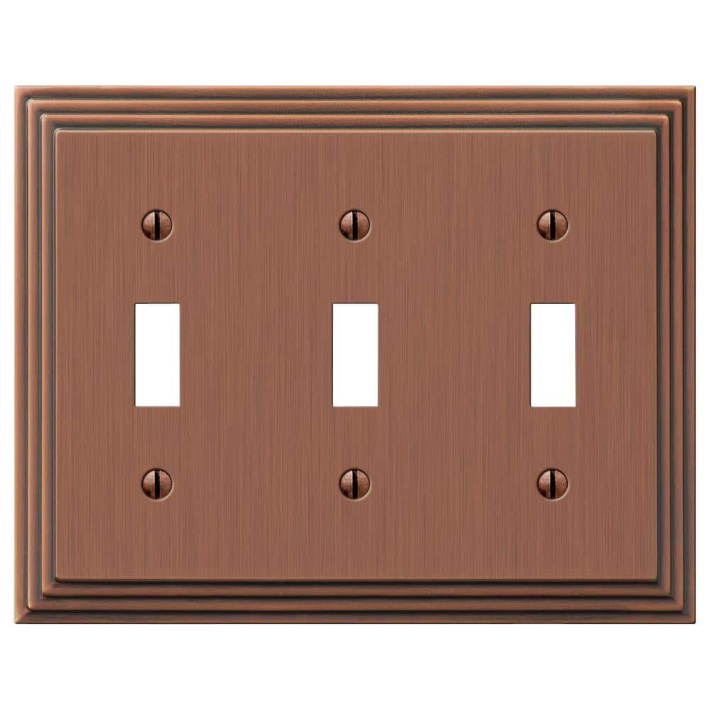 Tiered 3 Gang Toggle Metal Wall Plate - Antique Copper price history on PriceWatchPro