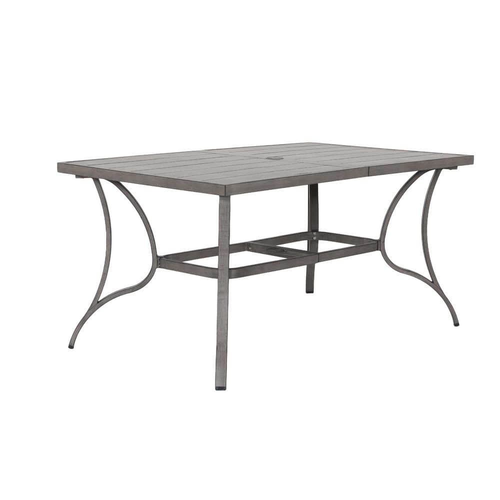 "Grey 60 in. Aluminum All Weather Outdoor Dining Table for 6, Large Rectangle Patio Dining Table with 2.2"" Umbrella Hole" price history on PriceWatchPro