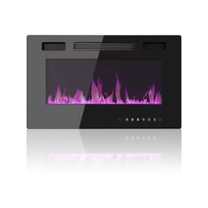 30 in. Wall-Mount Electric Fireplace in Black with Adjustable Flame Colors and Speed, Touch Screen Remote Control