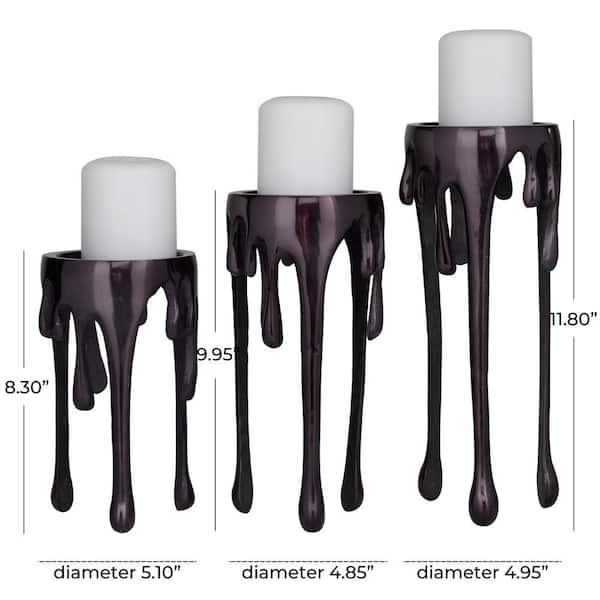 CosmoLiving by Cosmopolitan Black Aluminum Pillar Candle Holder with  Dripping Melting Designed Legs (Set of 3) 042780 - The Home Depot