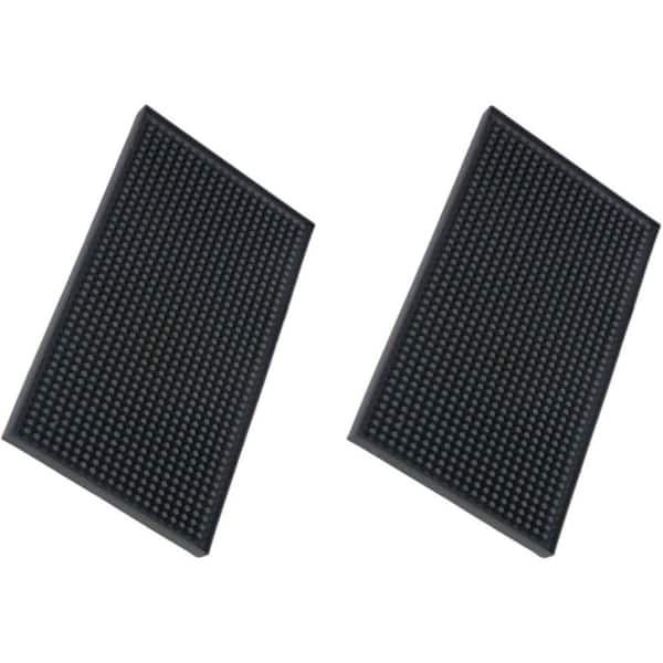 6 in. x 12 in. Bar Mat 2pcs Black PVC Spill Mat Non-Slip Countertop Drying Mat for Glasses Coffee Bar Kitchen Home