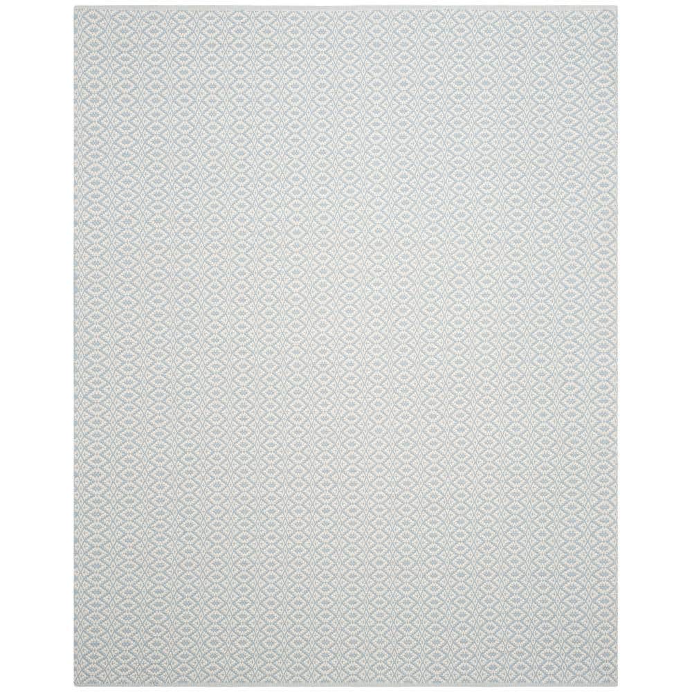 Coastal Charm Ivory & Light Blue Handwoven Cotton Rug 8' x 10'